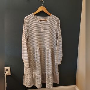 NWT Loft Tiered Pinstripe Knit Dress Size M